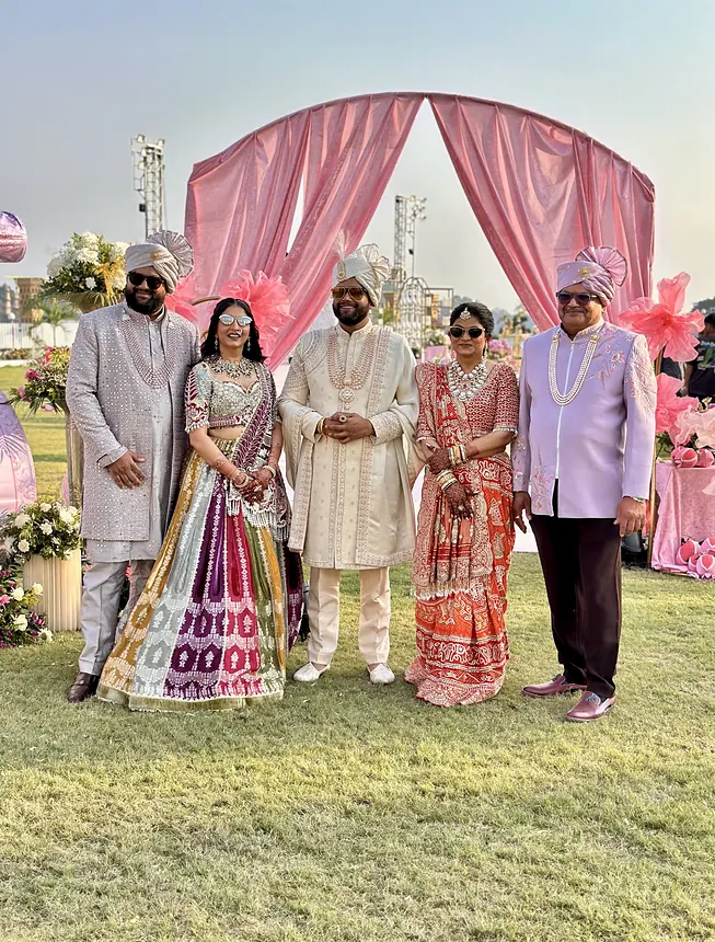Groom and family styled for the wedding