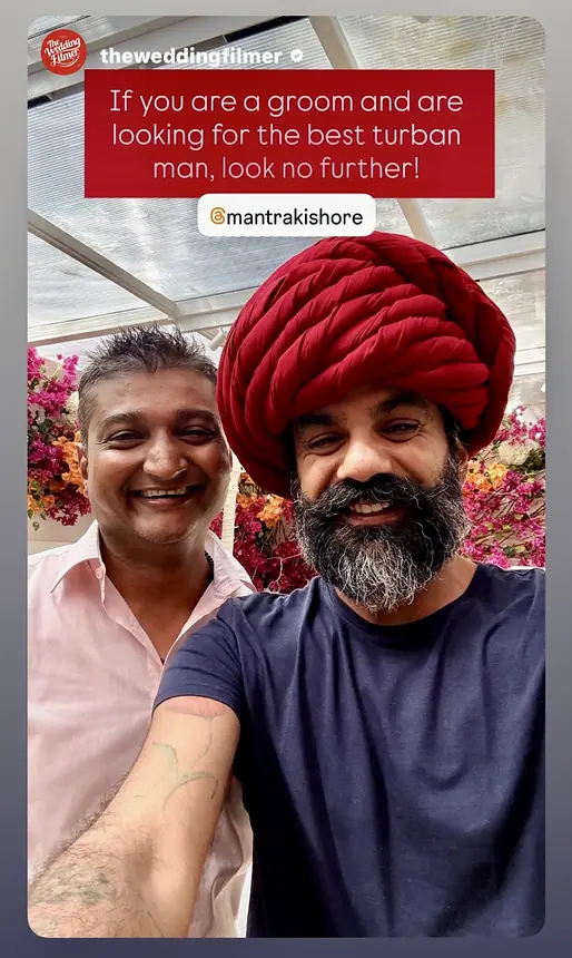 Traditional red turban created by Mantra Kishore